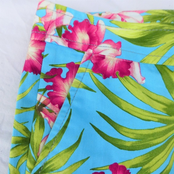 Vintage 90s Y2K Zara Ankle Slit Pants Tropical Hawaiian Pockets Stretchy Spain 8 - Picture 5 of 7